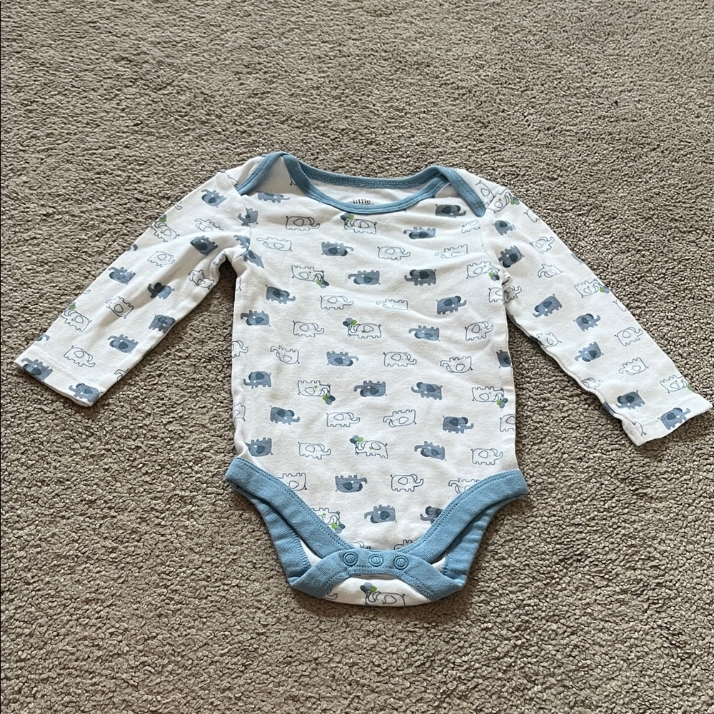🍼Little Wonders Blue and White Elephant Bodysuit🍼